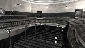 View towards Balcony of digital model of old Abbey Theatre by Hugh Denard (research) and Niall Ó hOisín/Noho (modelling), 2011.