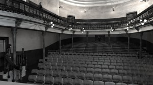 View from stage of Abbey Theatre, 1904. Digital model by Hugh Denard (research) and Niall Ó hOisín/Noho (modelling), 2011.