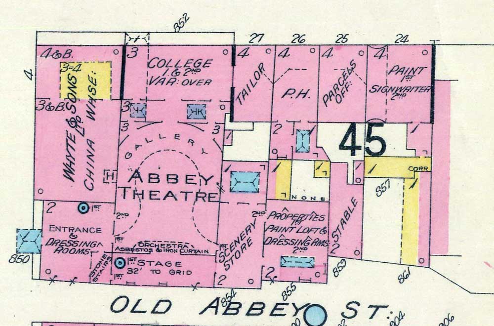 Detail of Fire Insurance Map of Dublin 1 by Charles E. Goad Ltd., 1926 (Sheet 8: 40 feet = 1 inch.) Reproduced from a map in Trinity College Library, Dublin, with the permission of the Board of Trinity College.